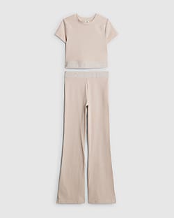 Girls Pink RI Waistband Top Set