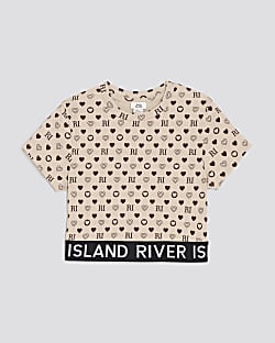 Girls Brown RI Monogram T-Shirt