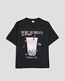 Girls Black More Bubbles T-Shirt