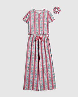 Girls Blue Ditsy Floral Pyjamas Set