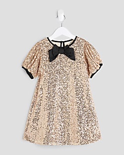 Mini Girls Rose Gold Sequin Dress