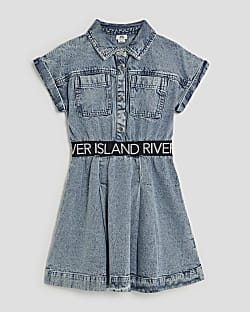 Girls Blue Denim Twill RI Waistband Dress