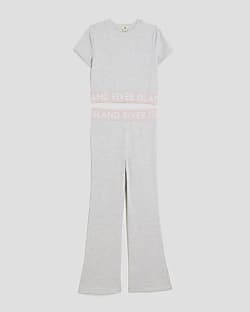 Girls Grey RI Flared Trousers Set