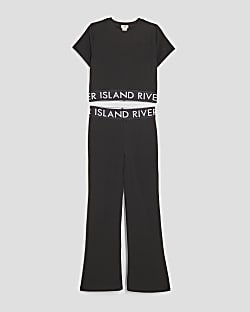 Girls Black Kickflare Trousers Set