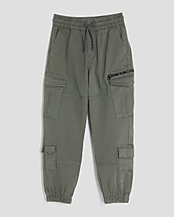 Boys Green Cargo Trousers