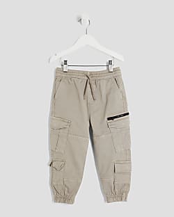 Mini Boys Beige Cargo Trousers