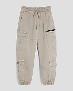 Boys Beige Cargo Trousers