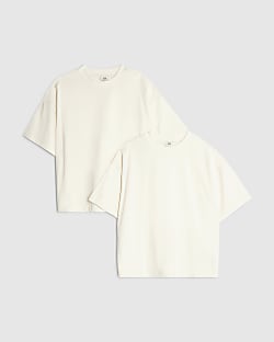 Boys Cream RR Pack Of 2 T-Shirt Set