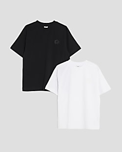 Boys Black Pack Of 2 RR T-Shirt
