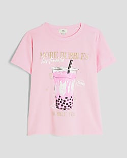 Girls Pink Glitter More Bubbles T-Shirt