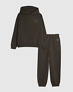 Boys Khaki RR Hoodie And Joggers Set