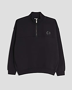 Boys Black Funnel Neck Sweatshirt