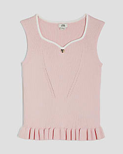 Girls Pink Sleeveless Sweetheart Top