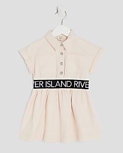Mini Girls Pink RI Waistband Twill Dress