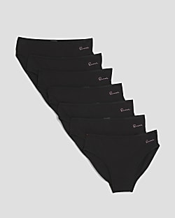 Girls Black Pack Of 7 Briefs