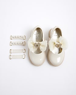 Mini Girls Cream Interchangeable Strap Shoes