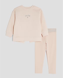 Mini Girls Pink long sleeve Sweatshirt Set