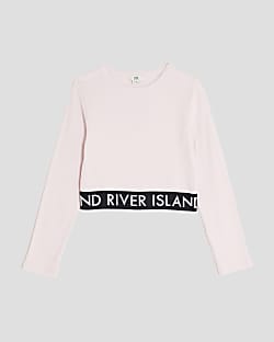 Girls Pink Ribbed RI Long Sleeve Top