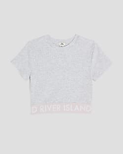 Girls Grey Ribbed RI Waistband Top