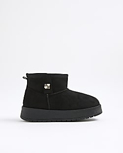 Girls Black Faux Fur Lined Boots