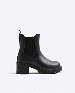 Girls Black Heeled Ankle Boots