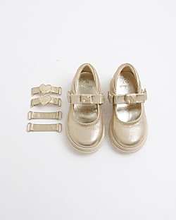 Mini Girls Gold Interchangeable Strap Shoes