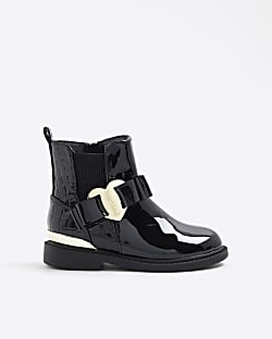 Mini Girls Black Heart Bow Chelsea Boots