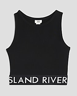Girls Black RI Waistband Tank Top