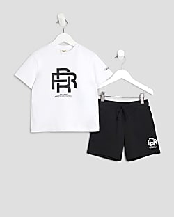 Mini Boys White RR T-Shirt And Shorts Set