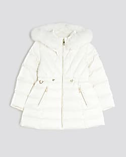Girls Cream Padded Coat