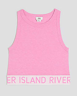 Girls Pink RI Waistband Tank Top