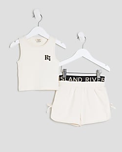 Mini Girls Cream RI Runner Shorts Set