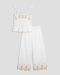 Girls White Scallop Pineapple Cami Top Set