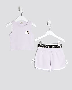 Mini Girls Purple RI Runner Shorts Set