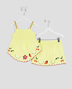 Mini Girls Yellow Fruit Top and Shorts Set