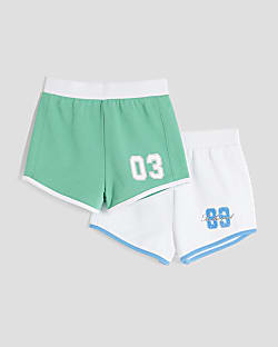 Girls Green 2 Pack Runner Shorts