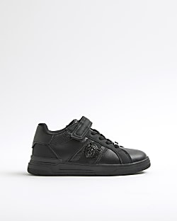 Boys Black Lion Head Trainers