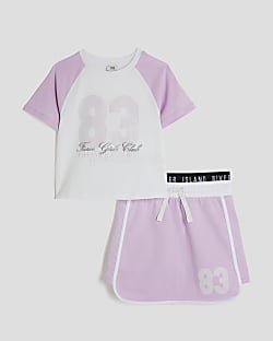 Girls Purple Top And Runner Skirt Set