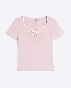 Girls Pink Sweetheart Bow T-Shirt