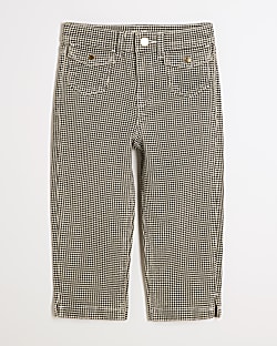 Girls Black Gingham Denim Capri Jeans