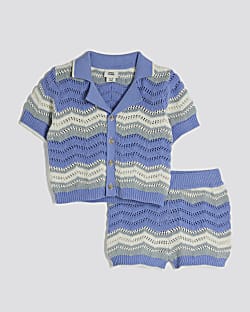 Baby Boys Blue Wavy Crochet Set