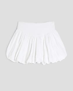Girls White Poplin Bubble Hem Skirt