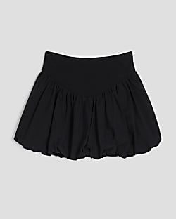 Girls Black Poplin Bubble Hem Skirt