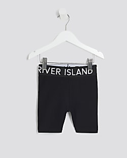 Mini Girls Black RI Waistband Cycling Shorts