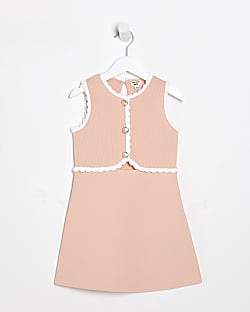 Mini Girls Orange Cut Out Skater Dress