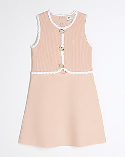 Girls Coral Knitted Shell Dress