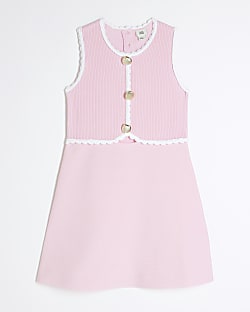 Girls Pink Knitted Shell Dress