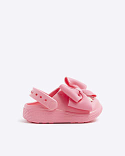Mini Girls Pink Bow Clogs