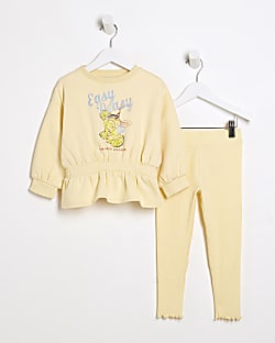 Mini Girls Yellow Sweatshirt And Leggings Set