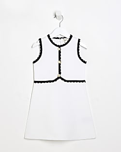 Mini Girls White Shell Skater Dress
